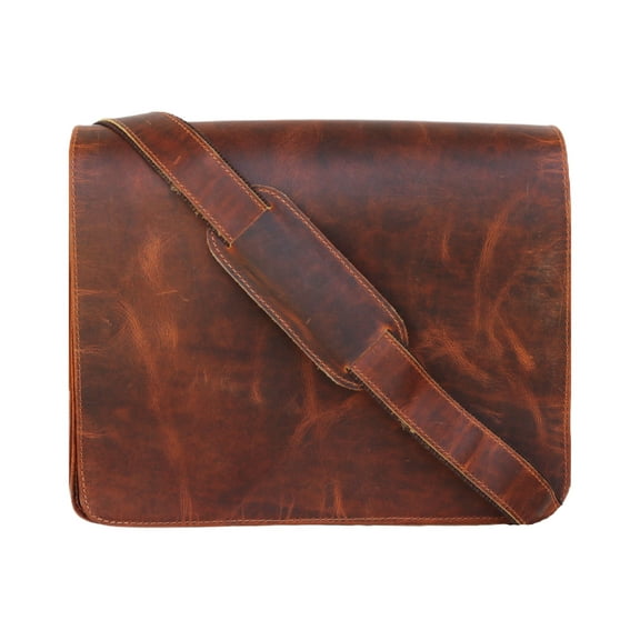 Jaald 13" Leather Messenger Bag Men Crossbody Shoulder Satchel Laptop Office Side Purse Women Travel Graduation Gift Rustic Work Briefcase