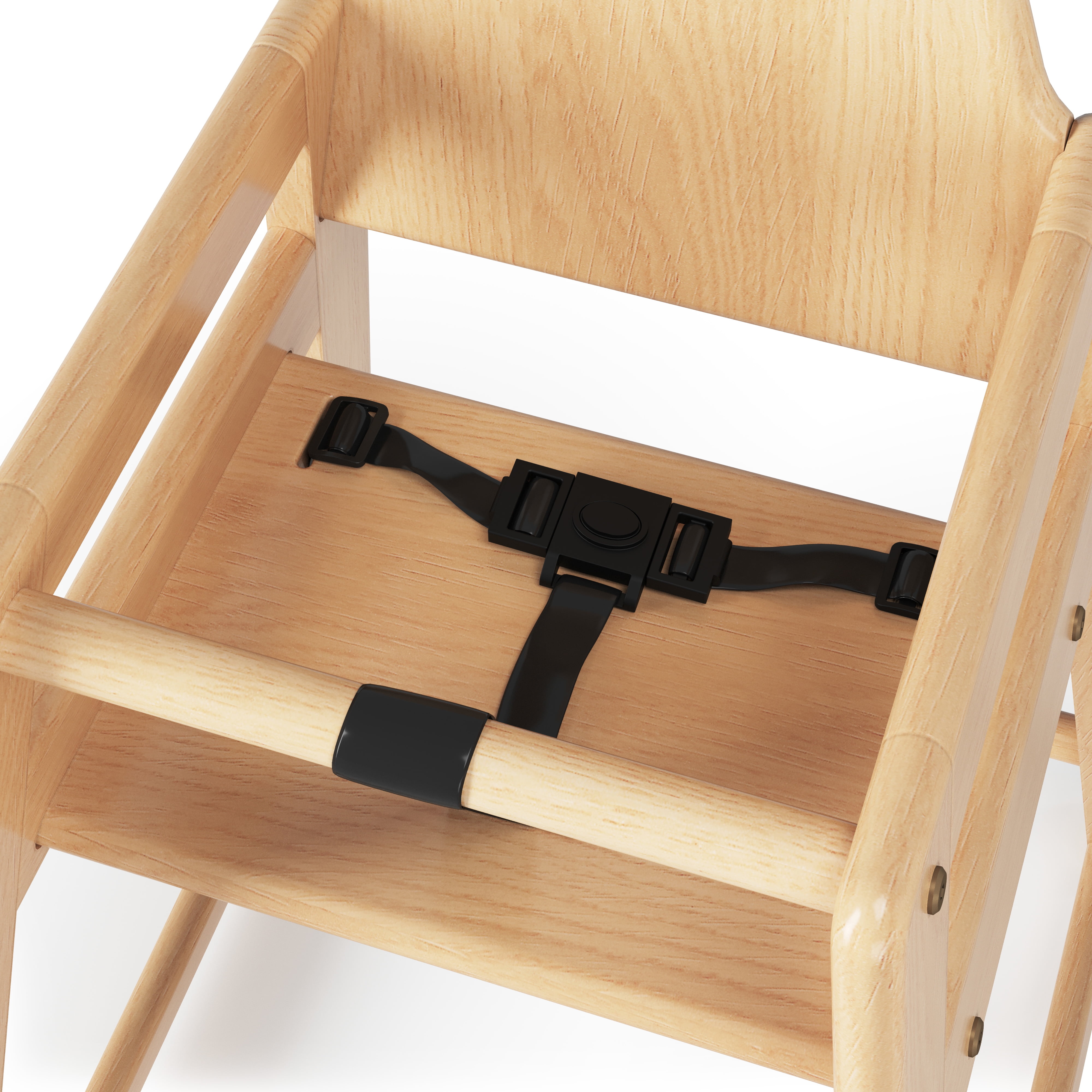 Foundations NeatSeat Wooden High Chair for Toddlers, Stackable, 3-Point Harness, Natural Finish