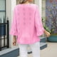 thumbnail image 4 of Camiseta de Mujer con Cuello en V, Mangas 3/4 con Volantes y Ojales, Blusa Informal, Estilo Túnica, Tendencia 2025 Rosa M, 4 of 9