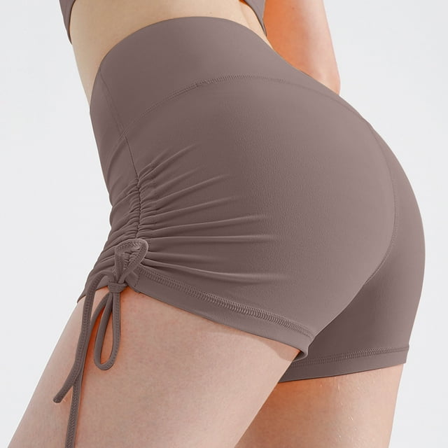 ZKCCNUK Shorts Taille Haute pour Femmes Shorts de Sport Yoga avec Cordon de Serrage Taille Haute Shorts Hanches Pêche Séchage Rapide Entraînement Physique Course Extérieur Hot Pants Été Grande Taille Shorts de Sport pour Femmes en Solde