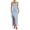 Blue, variant on Laqbezok Women's Ribbed Square Neck Maxi Dress, Sleeveless Side Ruched Bodycon Gown, Casual Slim Fit Dress with High Slit for Summer Party Vacation