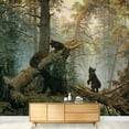 thumbnail image 3 of wall26 - Morning in a Pine Forest (Bears Playing on a Fallen Tree) by Ivan Shishkin - Russian Realist Painter - Landscape Artist - Peel and Stick Large Wall Mural, Removable Wallpaper - 66x96 inches, 3 of 6