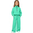 thumbnail image 2 of CCRFTGI Girls Sweat Suits 2 Piece Set Size 10-12 Casual Outfits Trendy Clothing Set Lightweight Fall Spring Sweatshirt and Sweatpants Green 11-12Y, 2 of 7