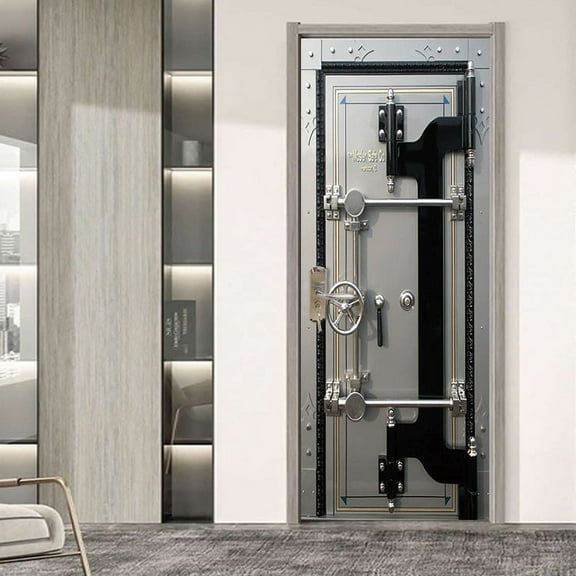 Door Stickers Murals Peel and Stick DIY Wallpaper Removable PVC Waterproof Door Decals Self-Adhesive Wall Covers - Iron - Poster for Bedroom Living Room Decor -,SP-F236,S(38.5x200cmx2Pcs)