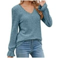 thumbnail image 1 of ameIAEA V Neck Fall Blouses for Women Long Sleeve Knitted Tops Solid Color Basic Shirts 2024, 1 of 7