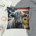 thumbnail image 2 of GOSMITH  Set of  American Flag Highland Cow Throw Pillow Covers, Highland Cattle Cushion Case for Home Living Room Decor, Rustic Wooden Floral Decorative Throw Cushion Case,, 2 of 5