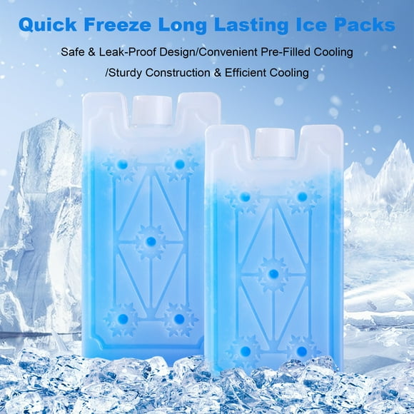 Ice Packs for Lunch Boxes Coolers Leak-Proof Quick Freeze Reusable Freezer Packs with Water Cold Up to 8 Hours Ice Packs for Beach Camping Fishing Hiking