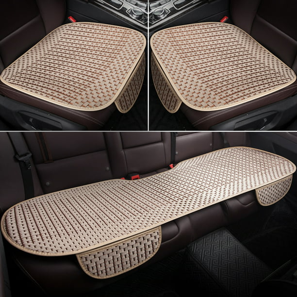 1 3pcs Ice Silk 3d Universal Car Seat Covers Protector Cushion Front Rear Cover Breathable Summer Com - Auto Xs Lumbar Support Seat Cushion