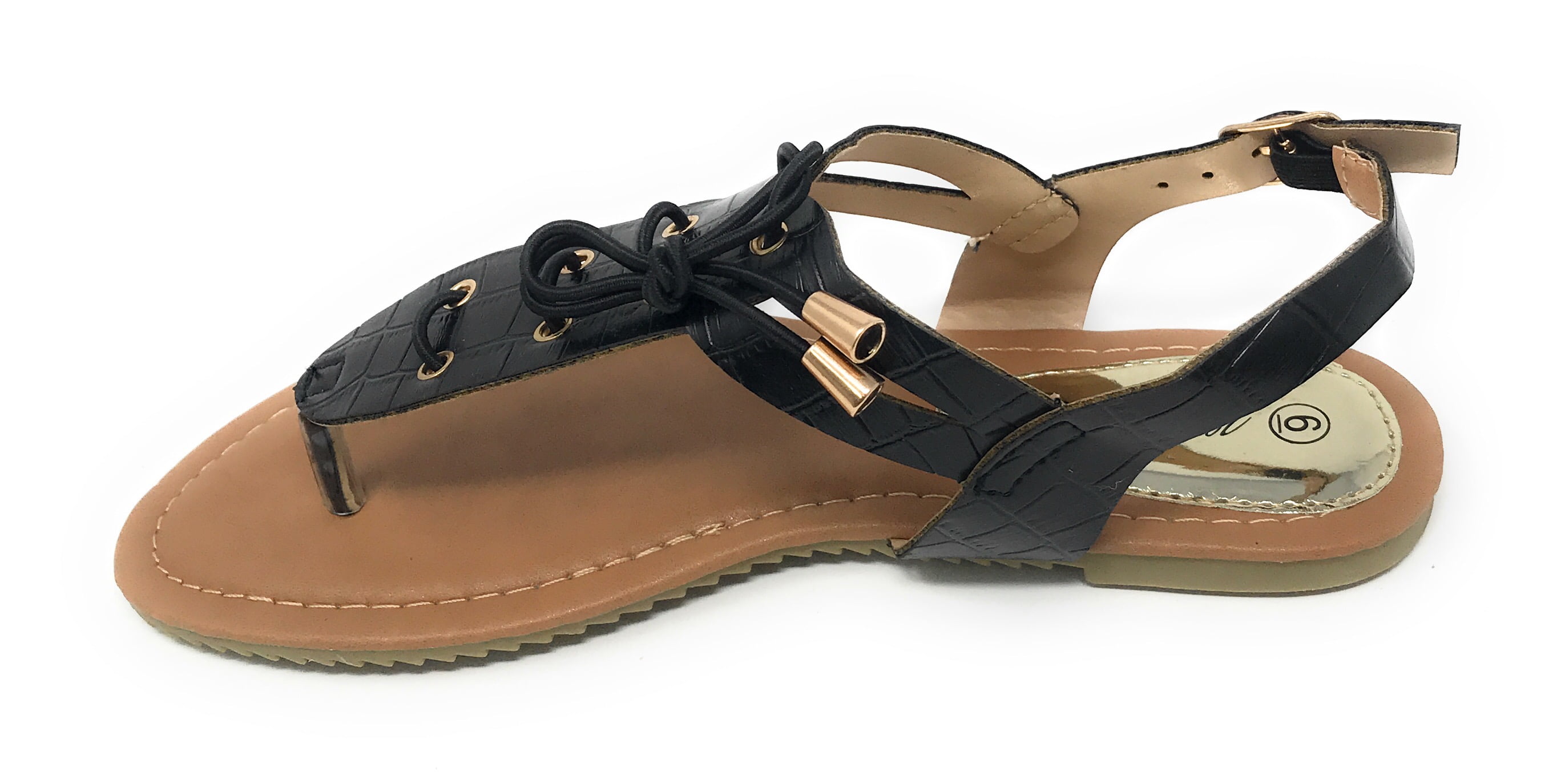 Victoria K Women's Laceup Faux Snake Skin With Side Buckle Sandals