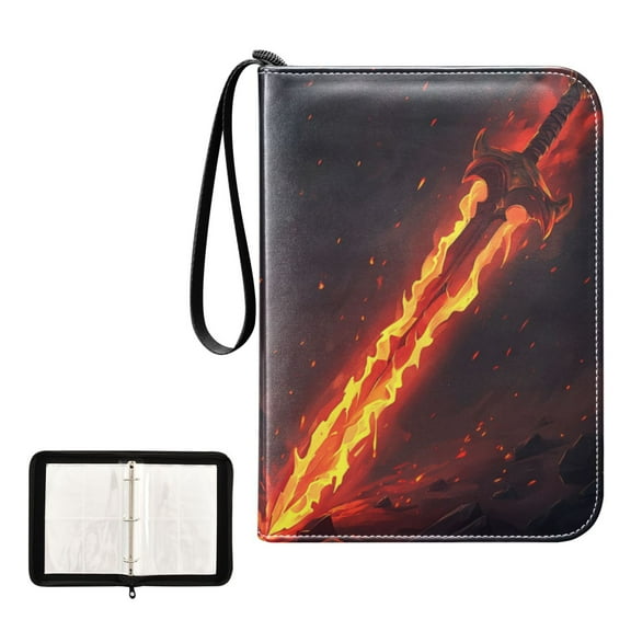 400 Pockets Trading Cards Album,Card Binder 4-Pocket, Cards Collector Album Holder Fits 400 Cards with 50 Removable Sheets Flaming Sword