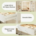 thumbnail image 5 of White Vanity, Lighted Vanity Set with Mirror, Storage & Stool — The Perfect Gift for Girls & Women, 5 of 11