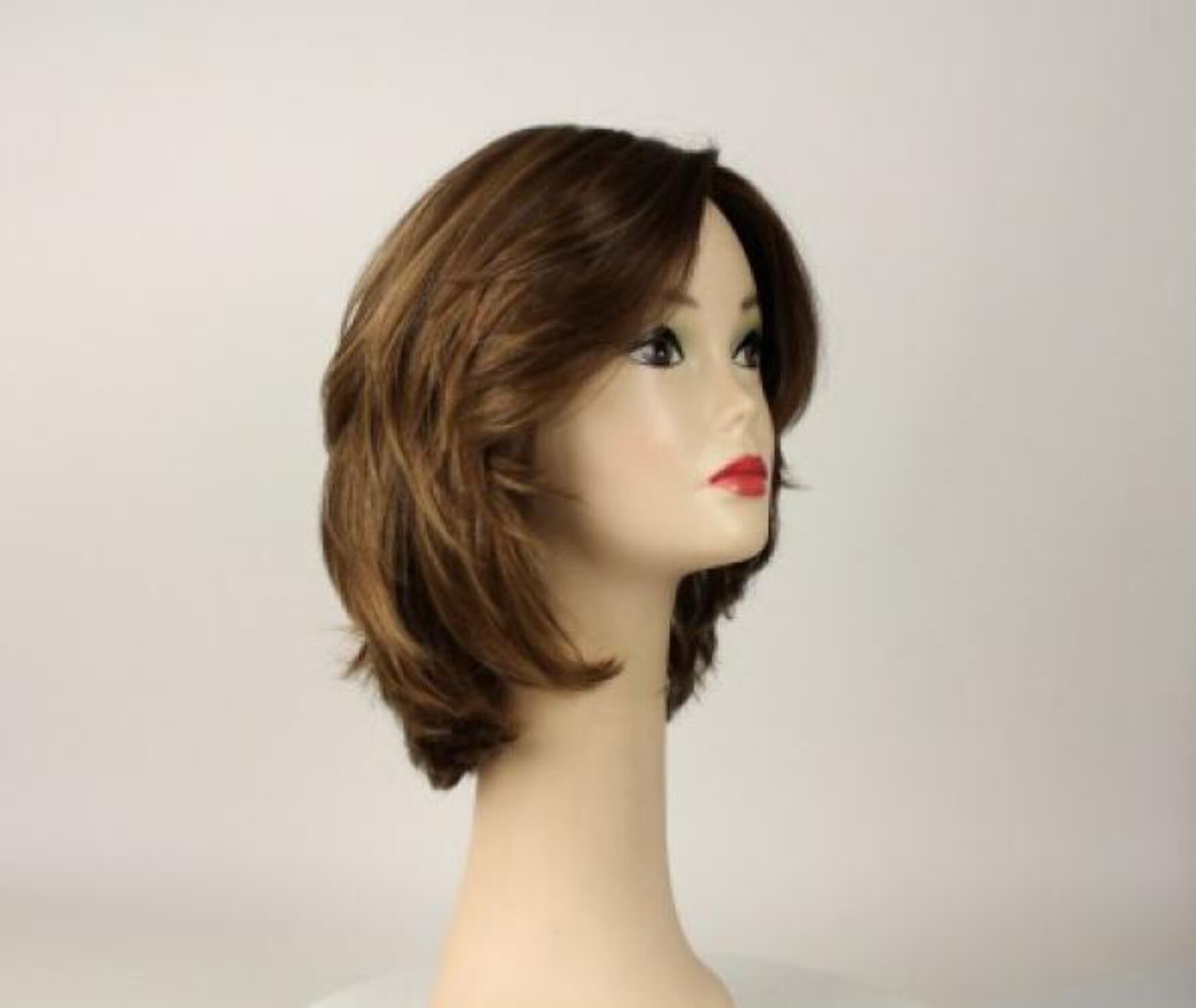 European Human Hair Freeda Wig Regina Light Brown With Warm Blonde Highlights Multi Skin Top Size L