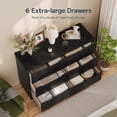 thumbnail image 3 of Bedroom Furniture Sets, Asofer Black Room Set Includes Queen Bed Frame, 6-Drawer Dresser & 6-Drawer Dresser, 3 of 14