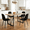Table+4 Black Chairs, variant on JUFU Dining Table Set for 6, Modern 55'' Dark Wood Dining Table and Fabric Dining Chairs Set of 6,Table and Chairs Set of 6,Ideal for Kitchen Dining Room