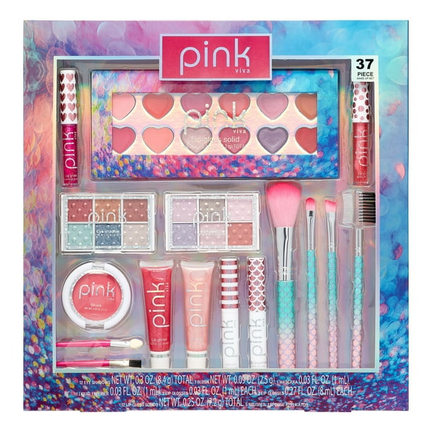 Pink Viva Makeup & Cosmetics Gift Set, 37 Pieces (13 Value) Walmart