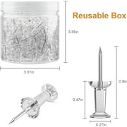 500Pcs Clear Push Pins, Thumb Tack for Wall, Clear Poster Pins for Wall Hangings, Cork Board