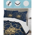 thumbnail image 4 of Quilts Twin Size, Navy Blue Yellow Spring Floral Soft Comforter Bedding Set for Bed, Chic Blossoms Botanical Lightweight Quilted Bedspread with Pillow Cover(2 Pieces) for All Season, 68x86 Inch, 4 of 6
