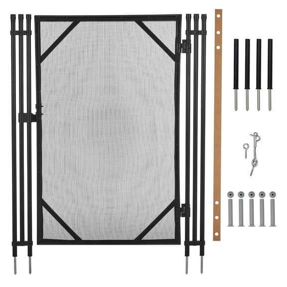 Garvee 4' x 2.5' Pool Safety Fence Gate, 320GSM Mesh with Stainless Steel Frame for Inground/Above Ground Pools, Swimming Pool Fence Gate for Backyard Garden Pool Safety, Black
