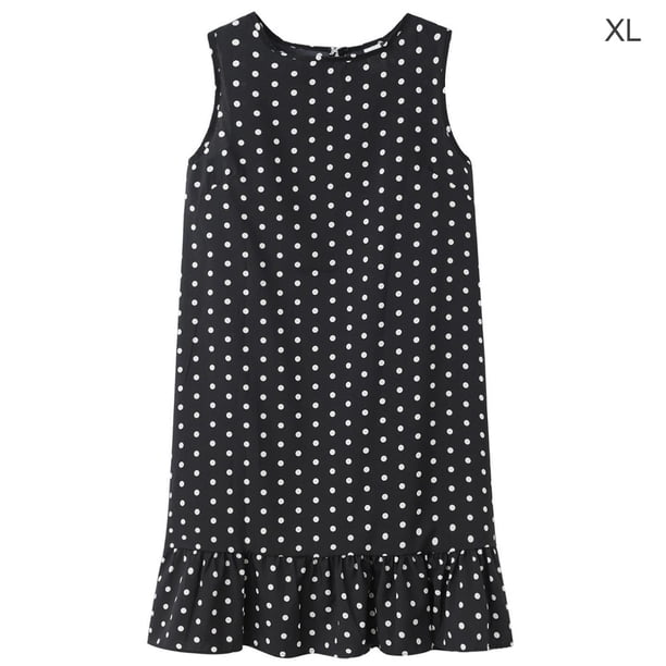 Vestido De Mujer Sin Mangas Chaleco De Puntos Vestido Suelto De Cuello Redondo Con Volantes, Negro, XL Inevent AP002086-22