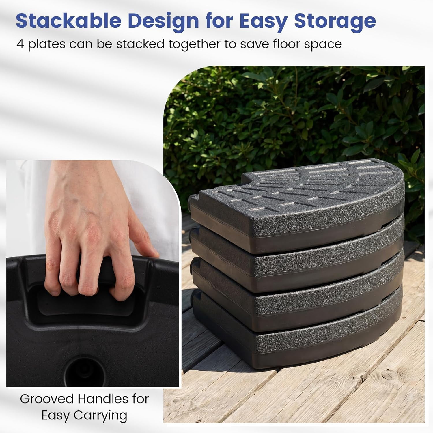 MorandiMal 184 lbs Offset Umbrella Base,4 PCS Cantilever Umbrella Weighted Base, Easy-Fill Spouts,4 Connecting Pins, Carry Handles,Water Sand Weight Fillable HDPE Umbrella Stand for Backyard Poolside