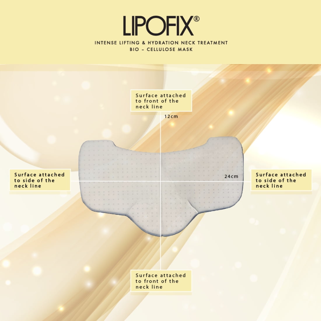 LipoFix. Tighten & Lift Advanced Collagen Neck Mask, Improves Crepey skin & Fine Lines 5Pc