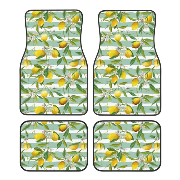 Fotbe Lemon Juego de 4 Tapetes para Auto con Estampado – Alfombrillas de Goma Reforzada, Diseño Antideslizante, Protección para Todo el Año – Vehículos, Autos, Camionetas y SUVs