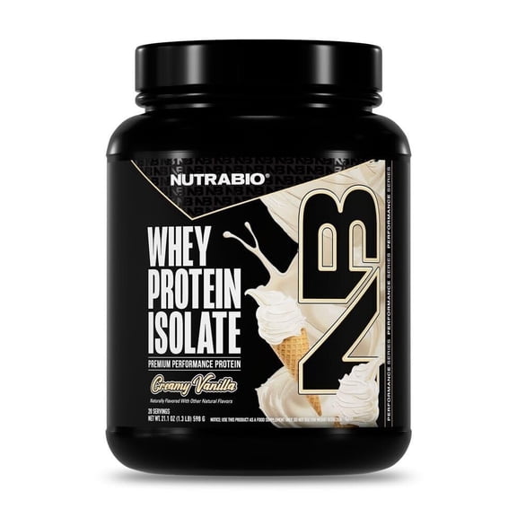NutraBio 100% Whey Protein Isolate Protein Powder, 25g Protein with Complete Amino Acid Profile, Non-GMO, Soy & Gluten Free, Low Carb, Low Calorie Whey Protein Powder, Creamy Vanilla, 20 Servings