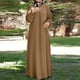 thumbnail image 2 of Vestidos Prolriy para mujer 2024, vestido musulmán con estampado de lunares, mangas largas, ropa de oración, vestidos de mujer, marrón, talla XXXXL, 2 of 4