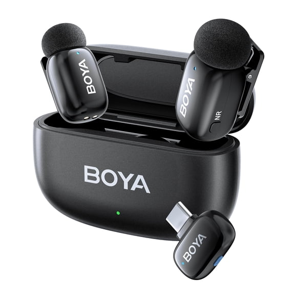 Boyamini Wireless Lavalier Microphone for Android iPhone, Ultra Mini USB C Microphone with AI Voice Change, Noise Reduction, Metal Clip on