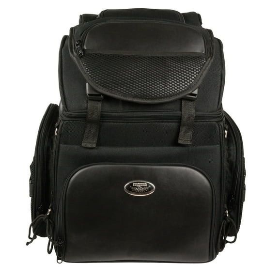 Milwaukee Leather SH689 Black Large Textile Waterproof Touring Motorcycle Sissy Bar Bag