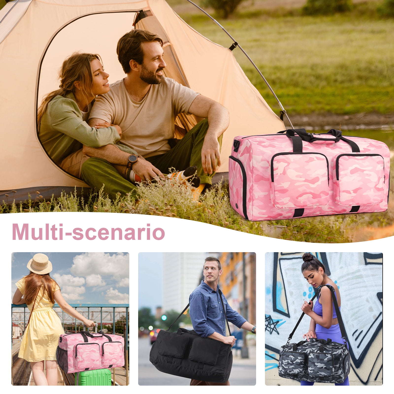 Kabaqoo 65L Travel Duffle Bag, Waterproof Sports Tote Gym Bag, Large Duffle Bag for Yoga Swimming