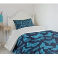 thumbnail image 4 of Ambesonne Blue Quilted Bedspread Set 2 Pcs, Hand Drawn Butterflies, Twin Size, Pale Blue and Dark Blue, 4 of 6
