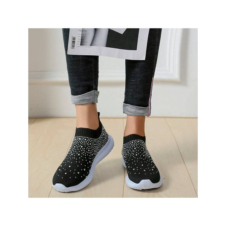 UKAP Women Ladies Sparkly Glitter Sneakers Casual Slip On Trainers