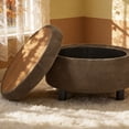 thumbnail image 5 of CQSXDA Versatile Upholstered 25 Inch Round Ottoman with Removable Top and Tray for Coffee Table Use in Living Rooms and Bedrooms, Coffee, 5 of 9