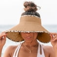thumbnail image 6 of ZHENHONG Sun Hats for Women Summer Fashion Beach Holiday Sun Hat Floppy Straw Hat Casual Solid Color Headwear Coffee, 6 of 9