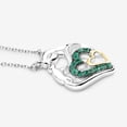 thumbnail image 2 of Fine Color Jewels Emerald Mom Pendant Necklace 925 Sterling Silver Two Tone Plated 0.24 Ct Cable Chain Women’s, 2 of 9