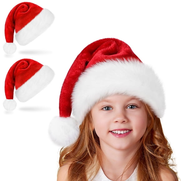Gorro navideño de Papá Noel Ambandier para niños, terciopelo de felpa suave