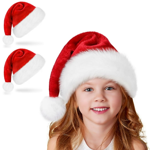 Gorro navideño de Papá Noel Ambandier para niños, terciopelo de felpa suave
