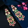 thumbnail image 6 of Noble Colorful CZ Bridal Costume Big Long Drop Tassel Earring Dubai Gold Jewelry, 6 of 9