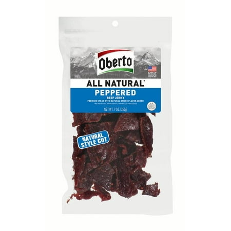 Oberto All Natural Style Cut Peppered Beef Jerky, 9 (Best Natural Beef Jerky)