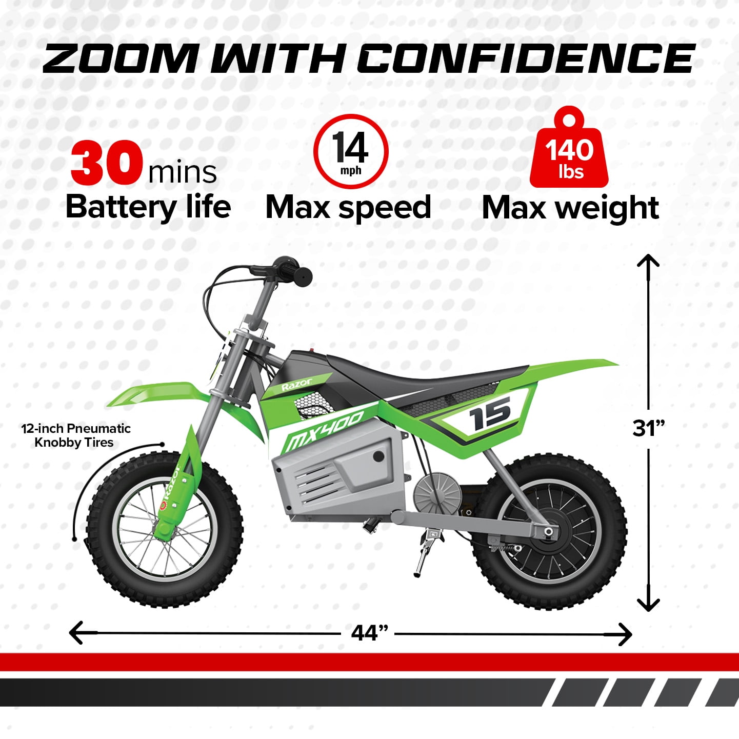Razor Mx400 Dirt Rocket 24v Electric Toy Motocross Motorcycle Dirt Bike Green Green