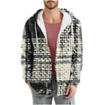 thumbnail image 2 of LOVZFMLL Jackets for Men's Check Print Pocket Long Sleeved Pocket Button Hooded Casual, 2 of 5
