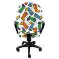 thumbnail image 3 of Cartoon Office Chair Slipcover, Colorful Rain Boots Cloudy Weather Autumnal Illustraiton, Protective Stretch Decorative Fabric Cover, Standard Size, Marigold Sky Blue, by Ambesonne, 3 of 5