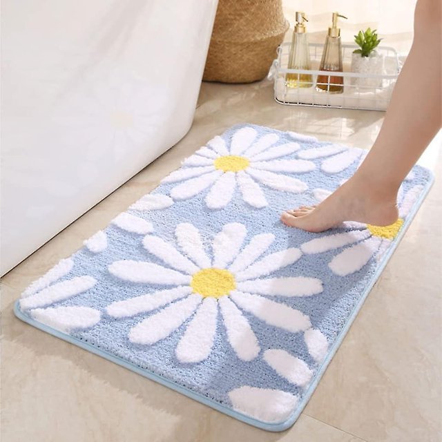 Alfombrilla de baño de microfibra antideslizante, 15,7 x 23,6 pulgadas, azul claro