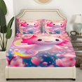 thumbnail image 3 of Erosebridal Cartoon Axolotl Sheet Set King, Girls Bedroom Decor, Breathable 4-Piece, 3 of 6
