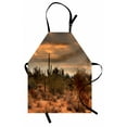 thumbnail image 1 of Saguaro Apron Dramatic Shady Desert View with a Storm Cloud Approaching Western Arizona Photo, Unisex Kitchen Bib Apron with Adjustable Neck for Cooking Baking Gardening, Orange Green, by Ambesonne, 1 of 3