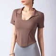 thumbnail image 2 of BLVB Workout Crop Tops for Women Collared Short Sleeve Slim Fitted Yoga Gym Fitness Summer Tee Shirts, 2 of 3