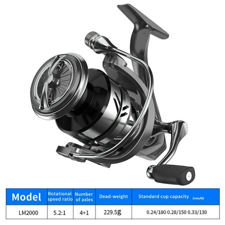 RONSHIN Spinning Reel 5.2:1 Gear Ratio High Speed LM1000-LM6000 Wire Cup 4+1BB Bearings Fishing Reel With 16KG Braking Force For Freshwater Saltwater Fishing