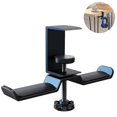 thumbnail image 2 of Colgador doble para auriculares debajo del escritorio, soporte metálico para auriculares, soporte para auriculares para juegos, abrazadera Universal en gancho para colgar en el escritorio, 2 of 5
