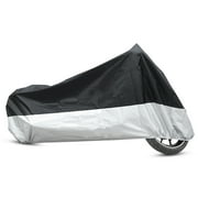 L 180T étanche à pluie poussière Motocyclettecouverture Noir+Argent extérieur anti-UV Protecteur